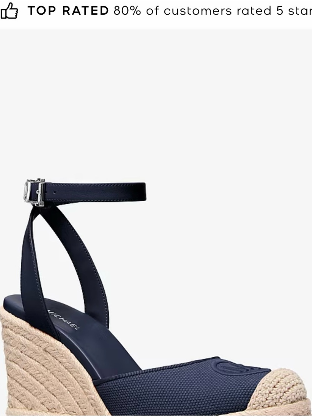 Michael Kors Navy and Cream Espadrille Wedge Sandals - Picture 6 of 7